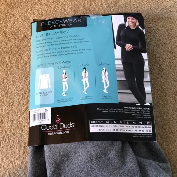 Cuddle Duds gray long sleeve crew shirt top M Cuddl New - Picture 3 of 4